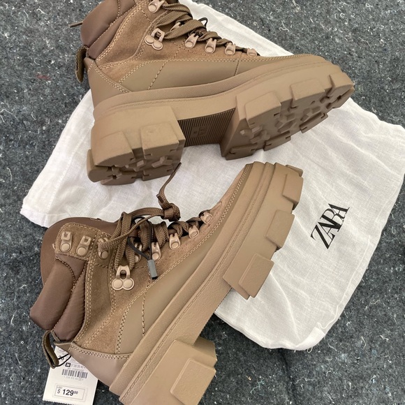 ZARA HIKING BOOTS IN OLIVE GREEN/ KHAKI GREEN - Picture 12 of 16